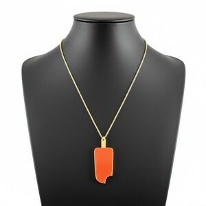 Kate Spade Popsicle Pendant Necklace OS Orange Gold Enamel Long Chain Kitsch